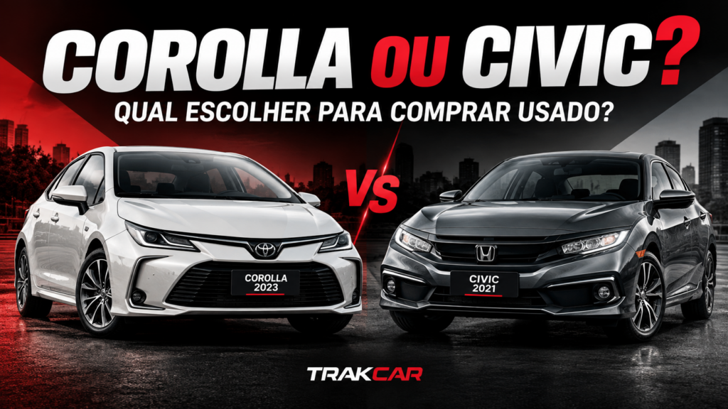 Corolla 2023 e Civic 2021 comparados para compra de carro usado